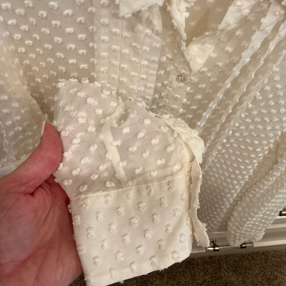 Jenni Kayne White Textured Button Down Shirt - Picture 4 of 9